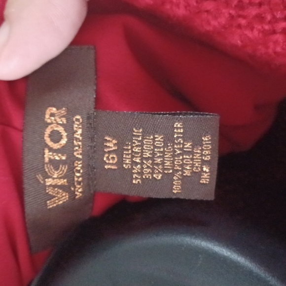 Victor Alfaro Red Wool blend Jacket, Size 16W - Picture 5 of 7